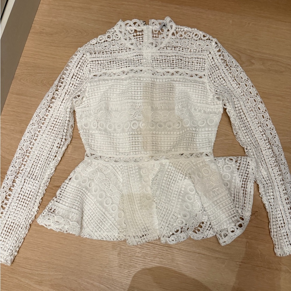 Vici White Lace Peplum Top